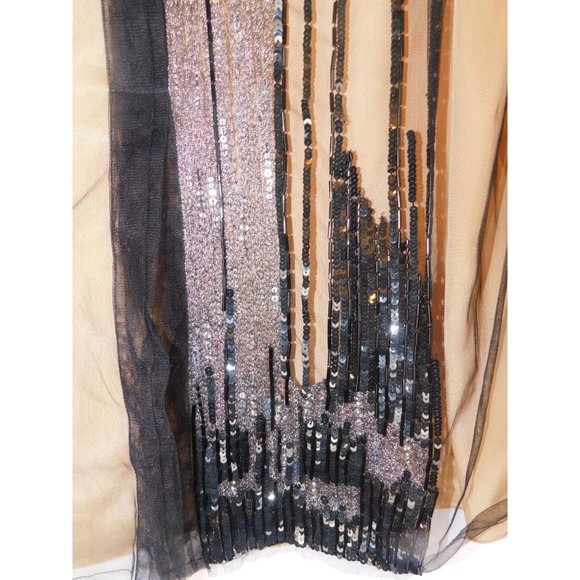 Saks Fifth Avenue Womens Sleeveless Black Net Beaded Sequins Top Size 10 - Picture 4 of 7